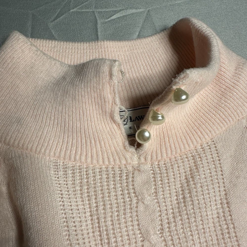 Maggie Lawrence Sweater Pink‎ Large 14/16 Pearl Button Collar Romantic Feminine